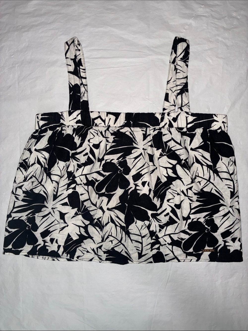 Michael Kors Black & White Floral Crop Tank Top - Women's